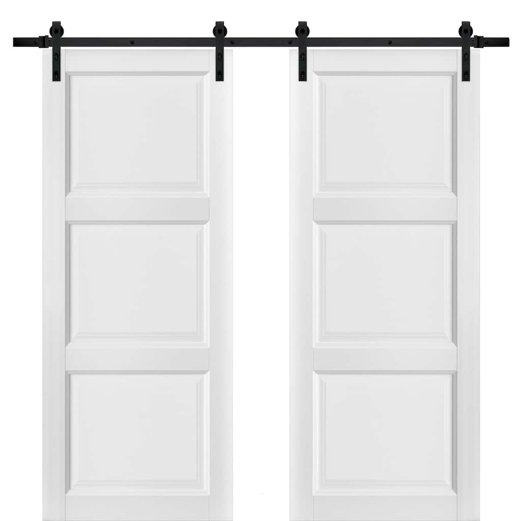 Sturdy Double Barn Door Panels / Lucia 2661 White
