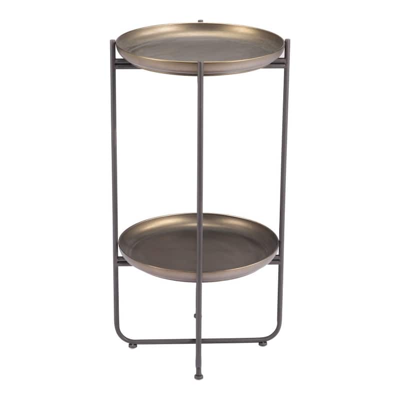 HomeRoots 32" Bronze Steel End Table