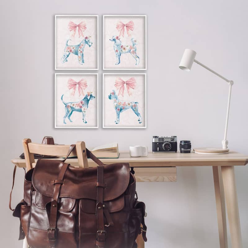 Stupell Chic Stylish Pastel Dogs Framed Giclee Art Design By Carol Robinson (Set of 4)