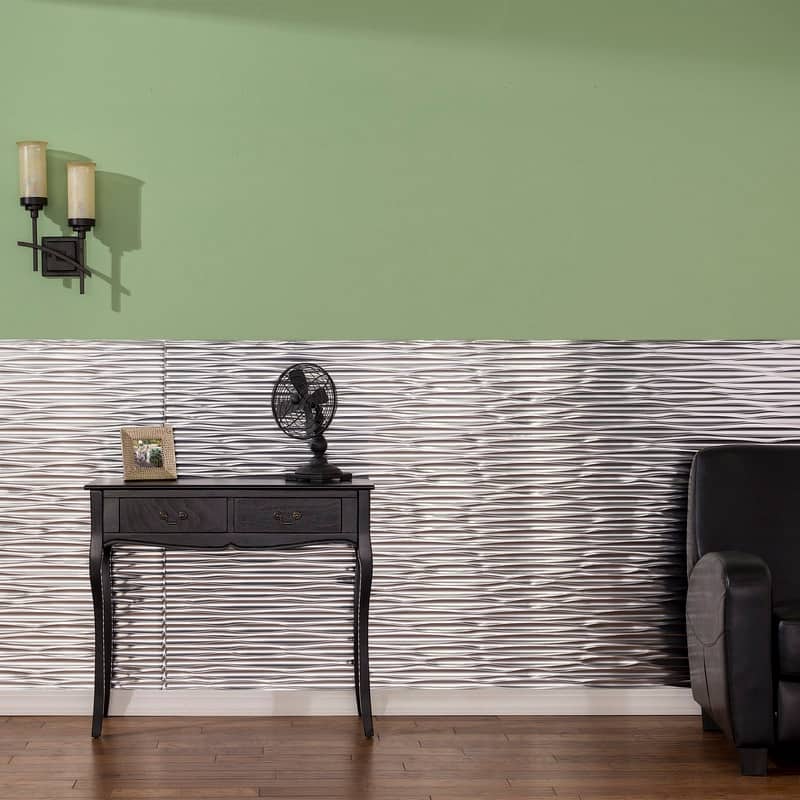 FASÄDE Dunes Horizontal 4-foot x 8-foot PVC Wall Panel in Brushed Aluminum