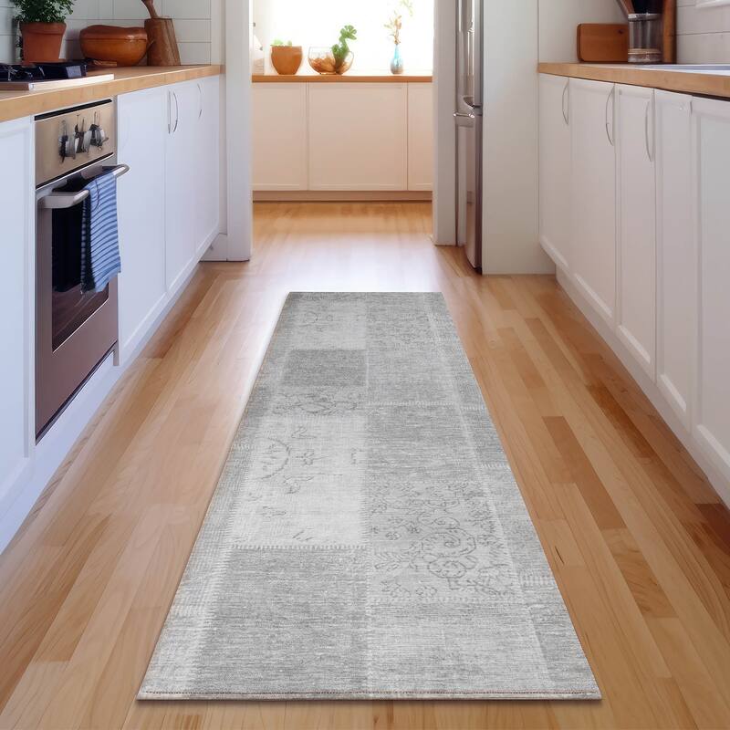 Premium Washable Super Soft Vintage Boho Mayfield Rug - Silver - 2' 3" x 7' 6" - Runner