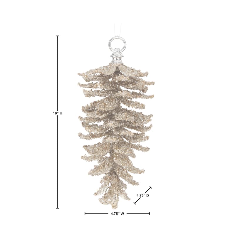 10" Iced Pinecone Ornament Set of 2