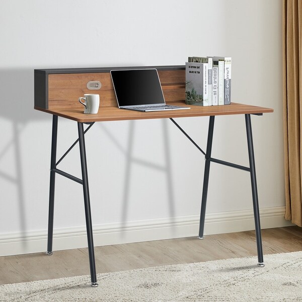 Black writing desk with hutch deals
