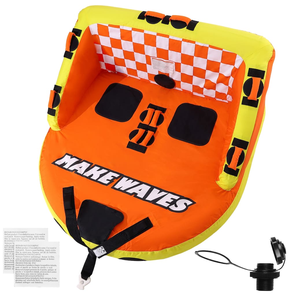 Towable Tube for Boating for Boat to Pull, Full Nylon Cover, EVA Grab Handles and Speed Safety Valve