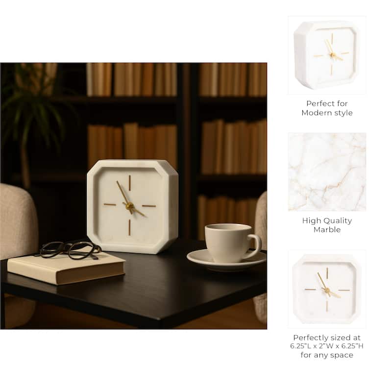 Modern Glam Marble & Stone Clock for Home Decor
