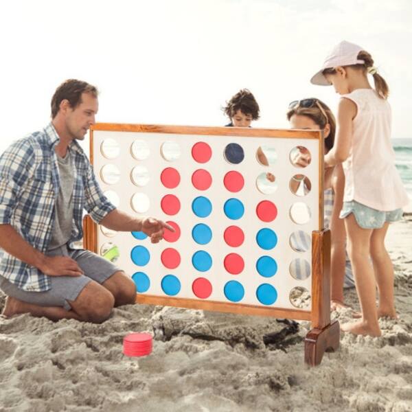 slide 2 of 2, Wooden 4 in a Row Game Toy For Adults Kids with Carrying bag - 32.5" (L) x 8" (D) x 28" (H)