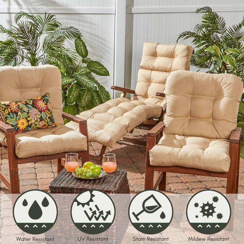 Solid Color Outdoor Seat/Back Chair Cushion (Cushion Only)