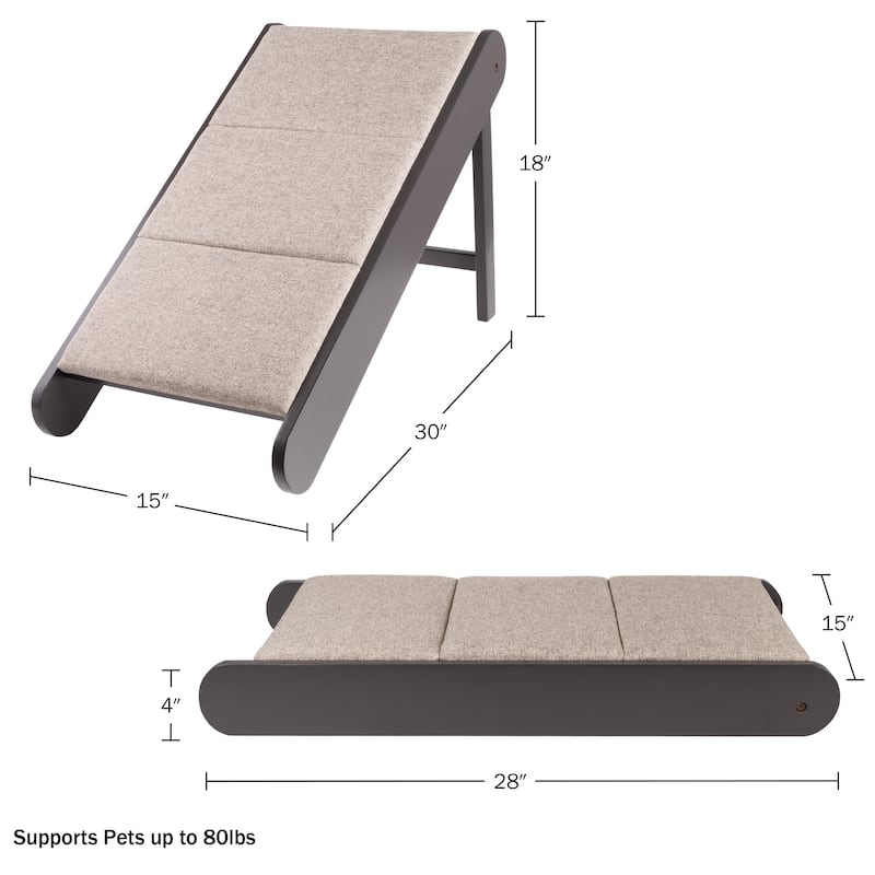 Petmaker Foldable Wooden Dog Pet Ramp for Bed, Couch, or Vehicles