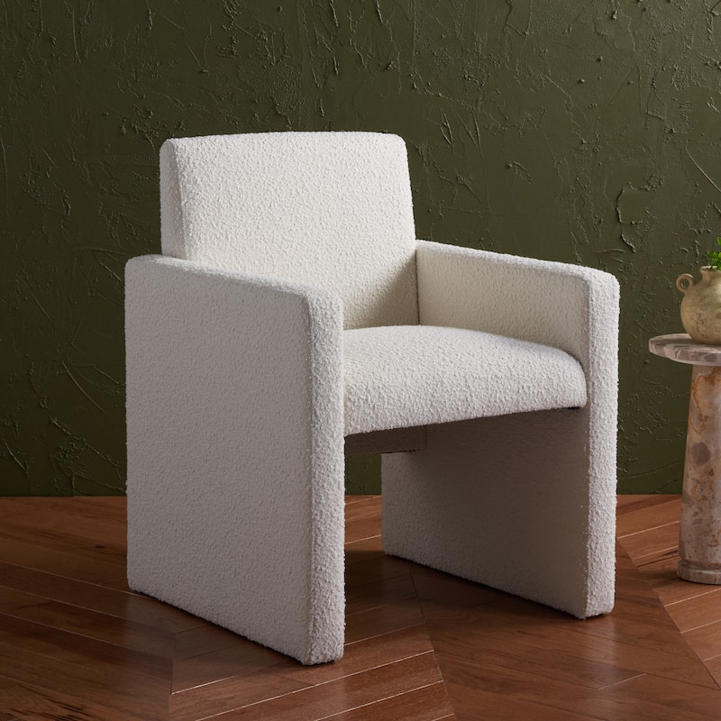 SAFAVIEH Couture Gunna Linen Arm Chair - 26" W x 25" D x 33" H - 26Wx25Dx33H - Ivory