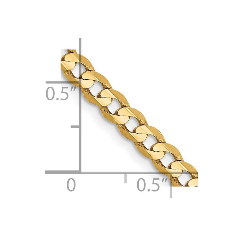 Curata 14k Yellow Gold Solid Polished 3.8mm Concave Curb Chain Bracelet Lobster Claw