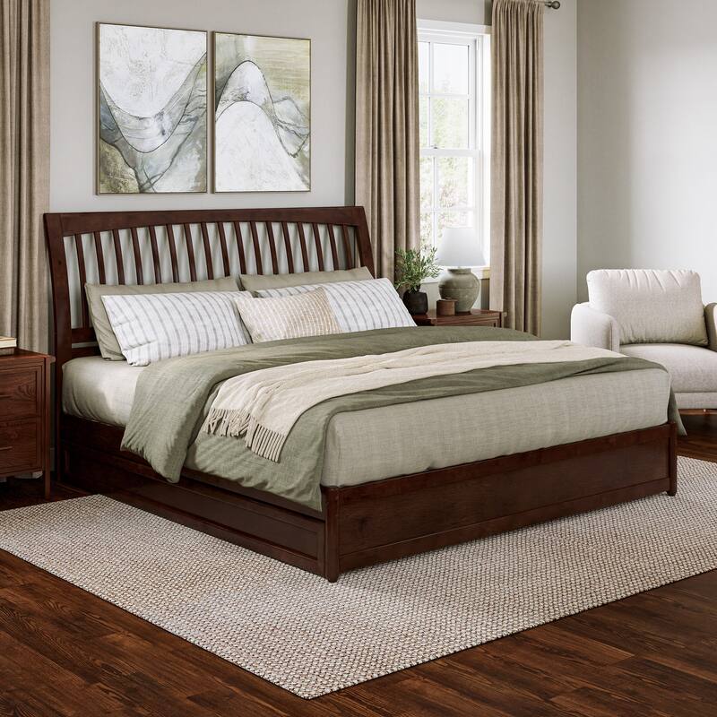 Roslyn Platform Bed with Modern Panel Footboard and Twin XL Trundle