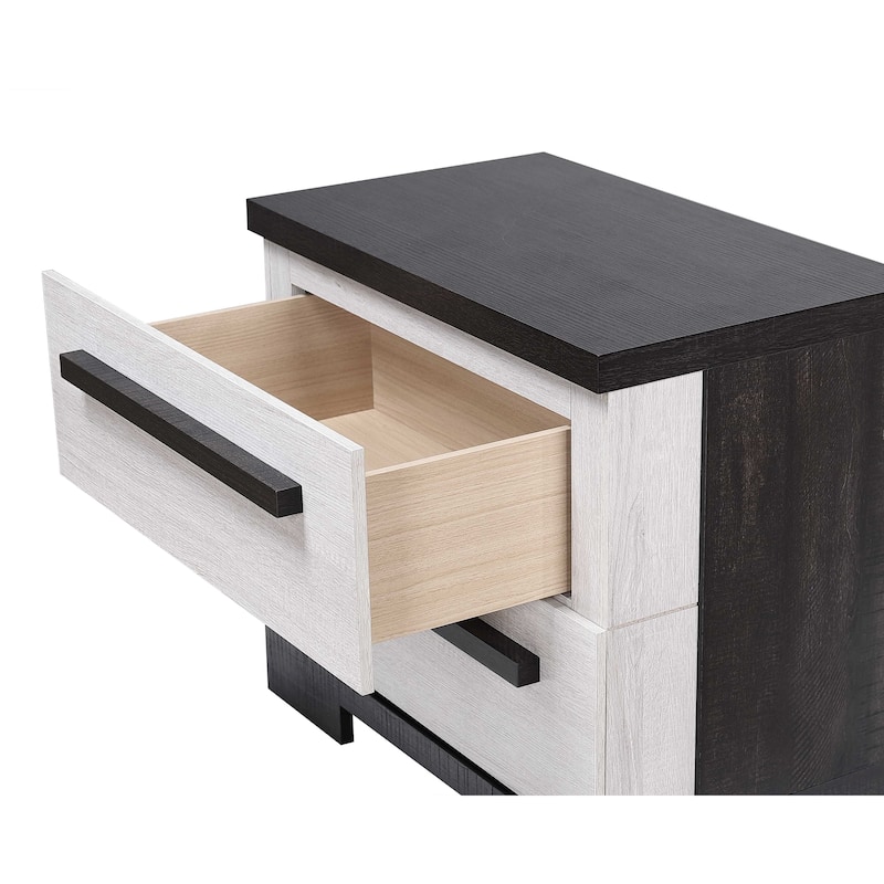 Felicia 5 Piece White Black Panel Bedroom Set