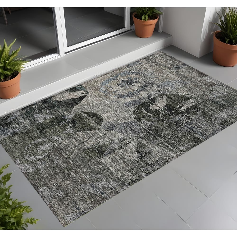Gasi Artistic Abstract Weather Resistant Blended Style Runner Outdoor Rug