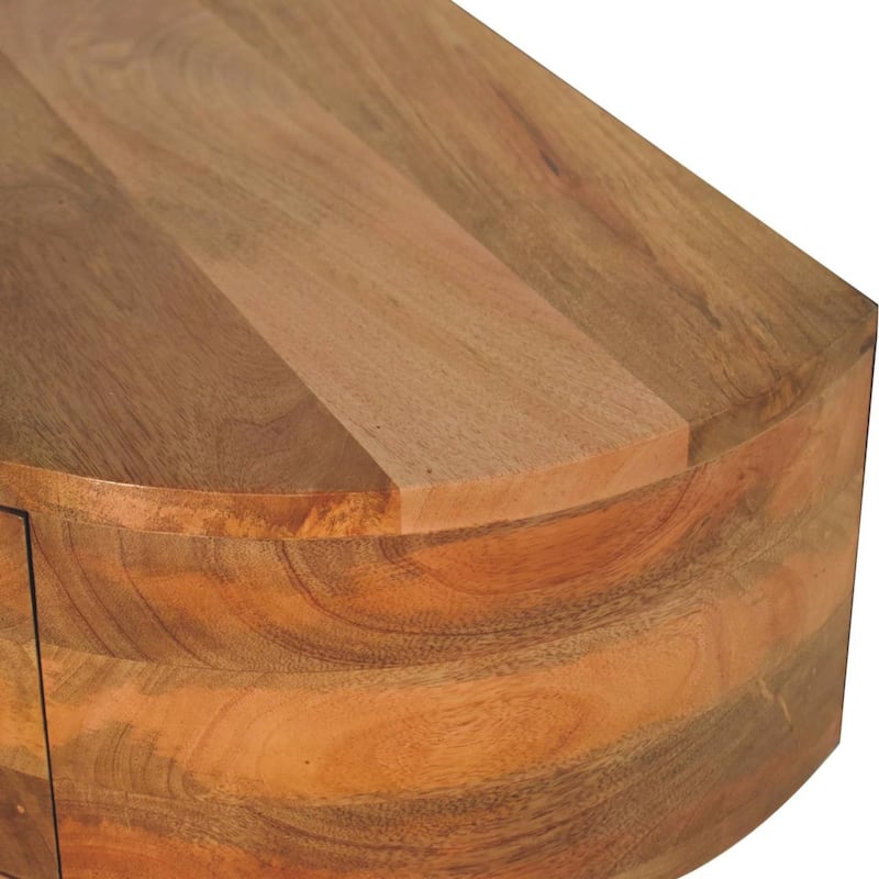 HomeRoots 22" Brown Solid Wood Round One Drawer Floating Nightstand