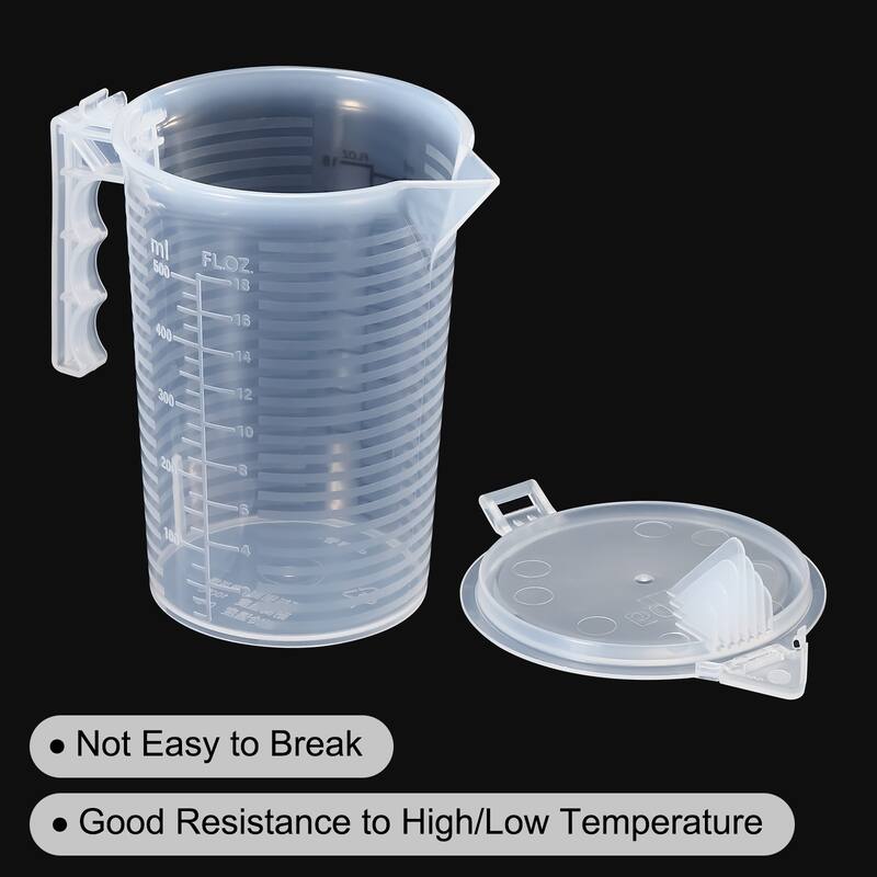 Graduated Beaker, 500ml PP Plastic Cup Double Sided Black Graduations - Transparent