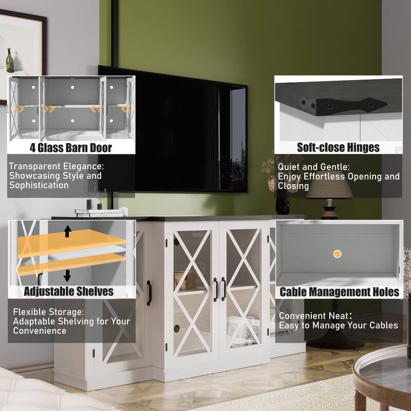 63 inch Farmhouse TV Stand wih Storage