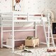 preview thumbnail 10 of 16, Modern Twin Size Pine Wood Loft Bed Frame with Built-in inclined Ladder, High Guardrails, No Need Spring Box White - Twin