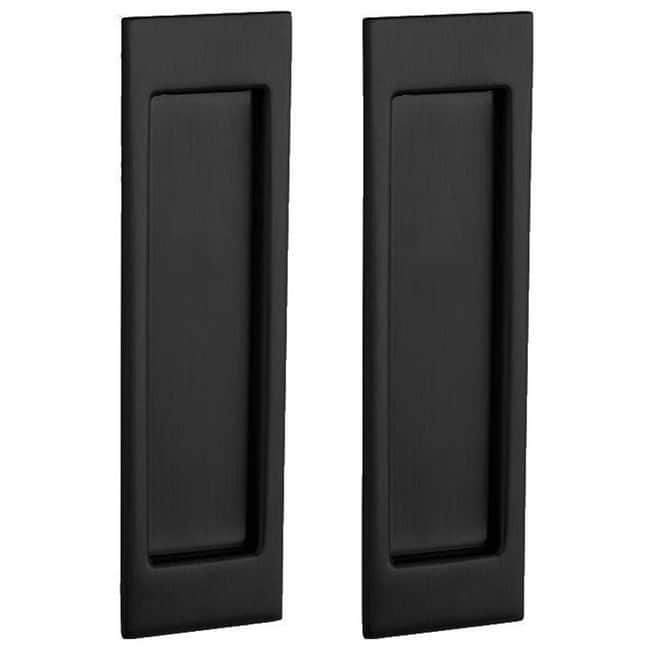 Baldwin Santa Monica Full Dummy Pocket Door Set with Double Door Catch - Satin Black