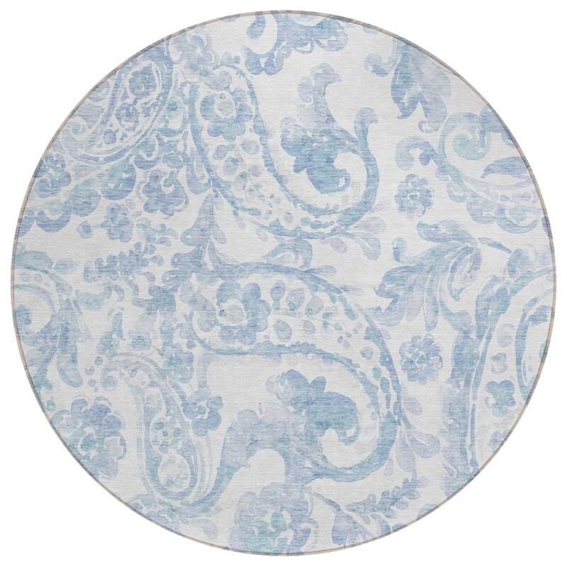 Machine Washable Indoor/ Outdoor Chantille Traditional Scroll Rug