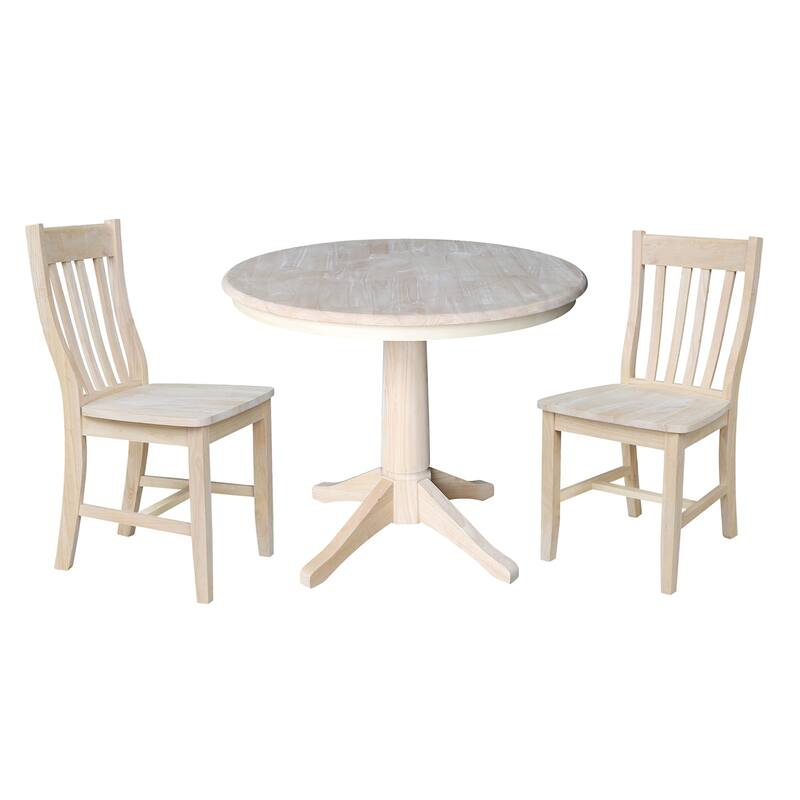36" Round Pedestal Dining Table with Cafe Chairs