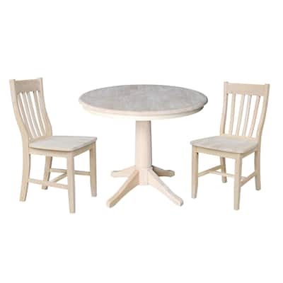 36" Round Pedestal Dining Table with Cafe Chairs