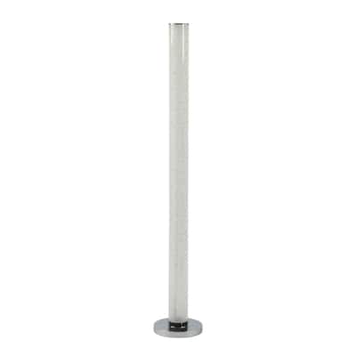 Contemporary LED Column Floor Lamp with White Steel Base & Clear Acrylic Drum Shade - 7.9" x 7.9" x 49"