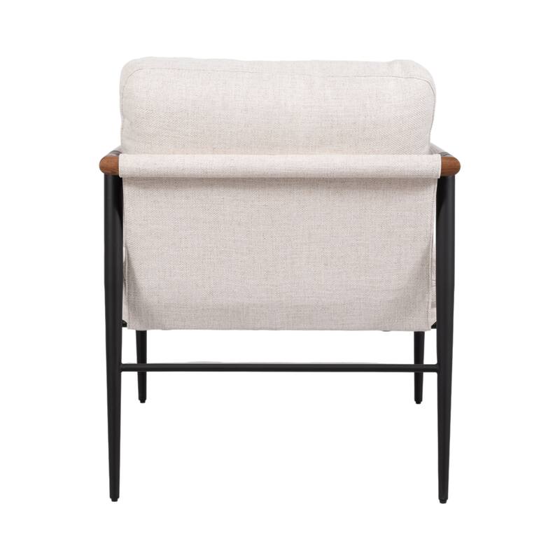 Wood and Metal Modern Accent Chair with Steel Frame and Cushioned Seat