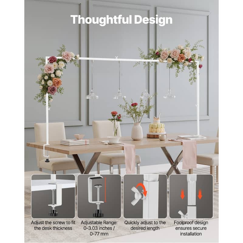 Adjustable Table Arch Stand with Clamps and Square Tube Metal Rod Frame Ideal for Indoor or Outdoor Decoration