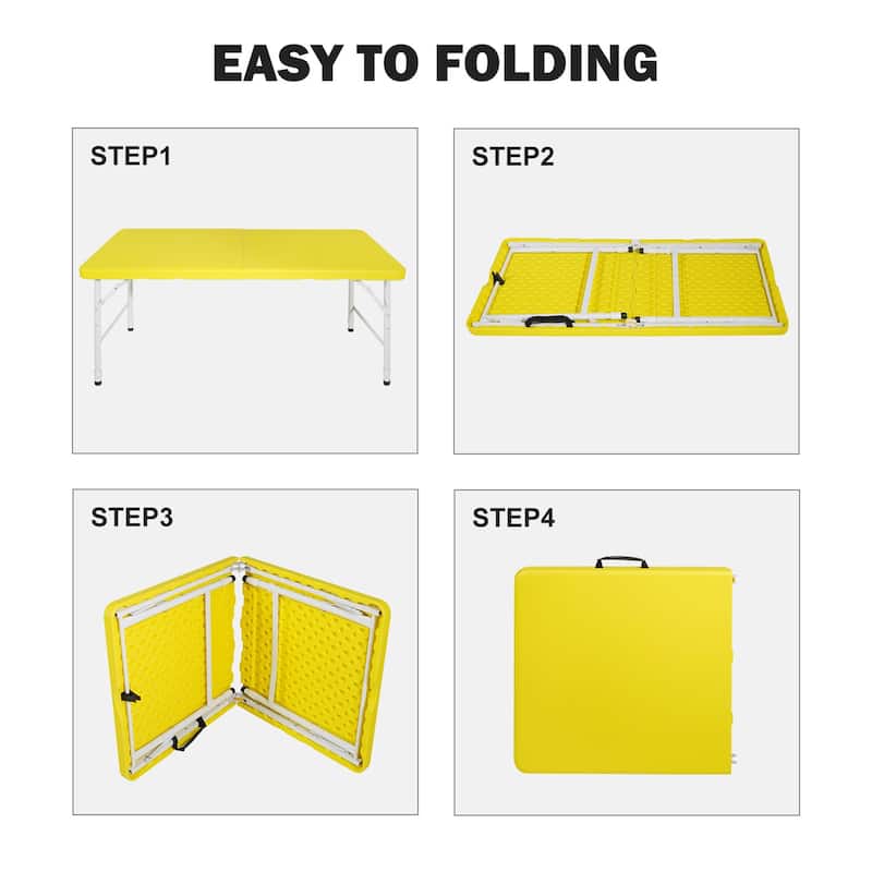 4ft Indoor and Outdoor Portable Foldable Steel Frame Table for Camping