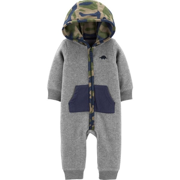 Shop Carter's Baby Boys' Hooded Fleece Jumpsuit, Grey Camo Dino, 18 Months Overstock 32006894