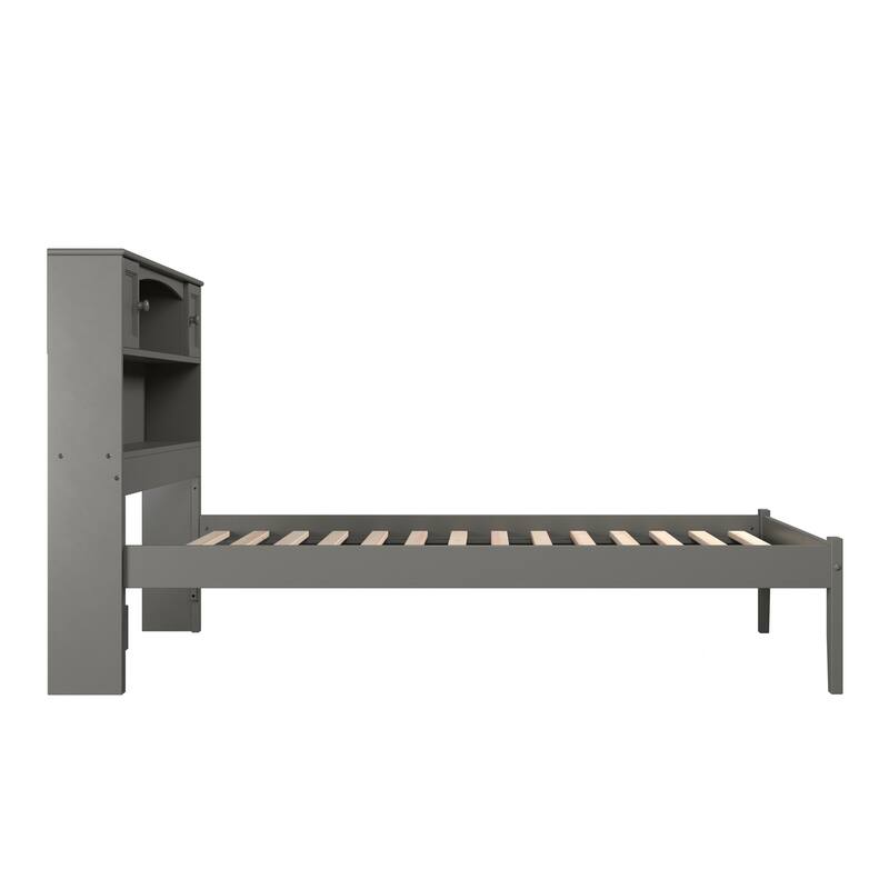 AFI Newport Full Size Platform Bed with Charging Station in Grey