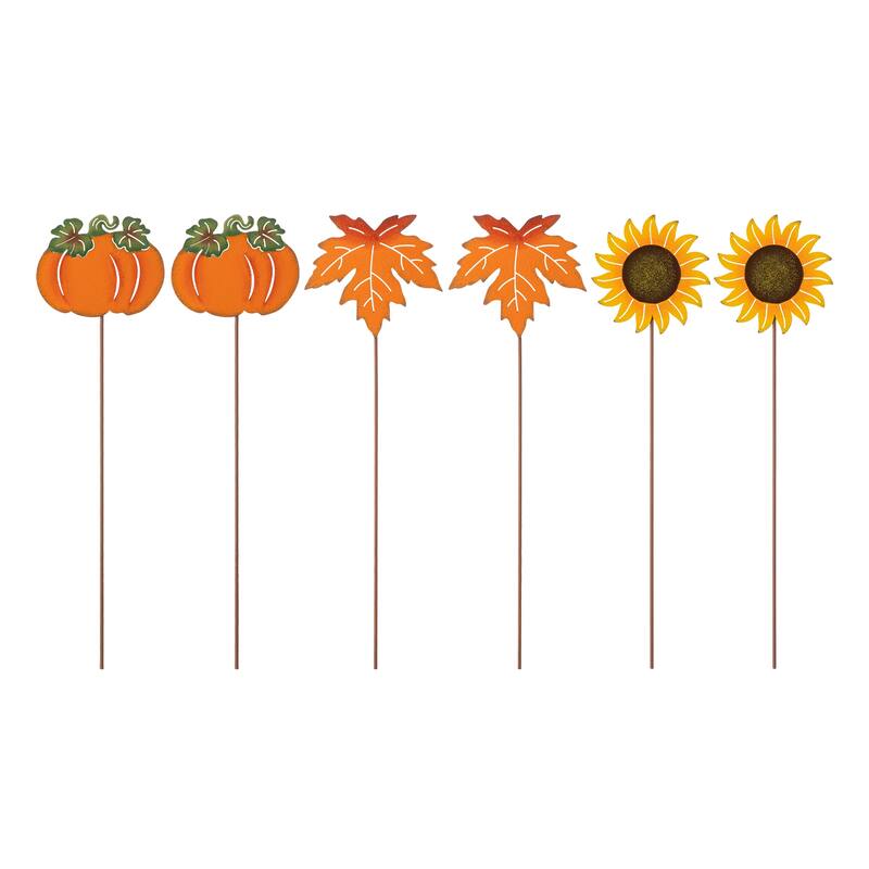 Glitzhome Fall Harvest Metal Yard Stake Hanging Decor for Thanksgiving (2-3 Functions)