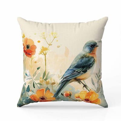 Tranquil Thicket Faux Suede Reversible Throw Pillow Beige and Orange