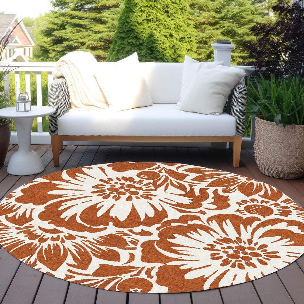 Machine Washable Indoor/ Outdoor Whimsy Floral Chantille Rug