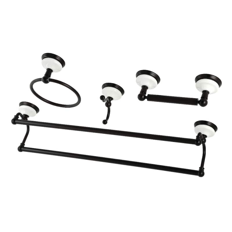 Victorian 4-Pieces Dual Towel Bar Bathroom Hardware Set - Oil Rubbed Bronze