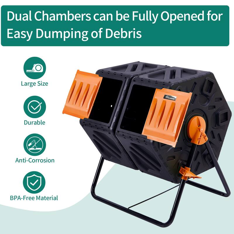 34 Gallon Dual Chamber Compost Tumbler