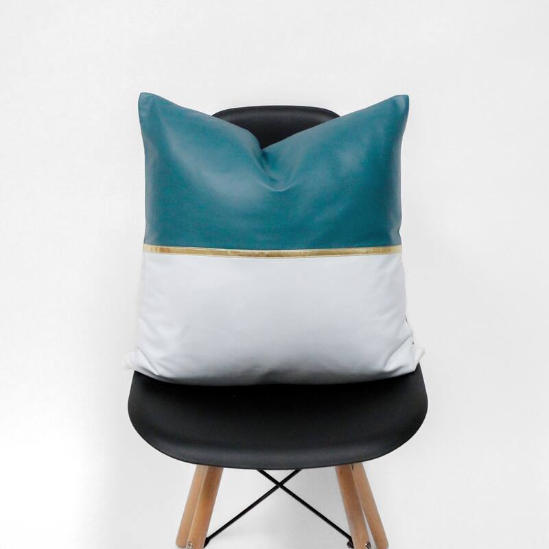 Glow's Avenue Square Two-Tone Faux Leather Throw Pillow Cover Set of 2