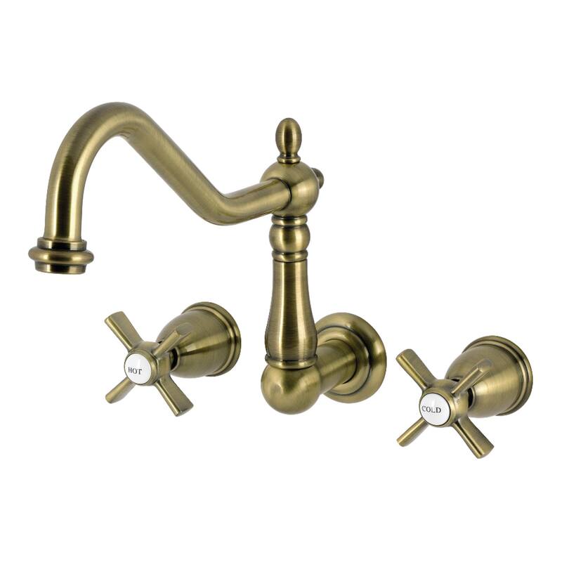 Kingston Brass Millennium Two-Handle Wall Mount Roman Tub Faucet - Antique Brass