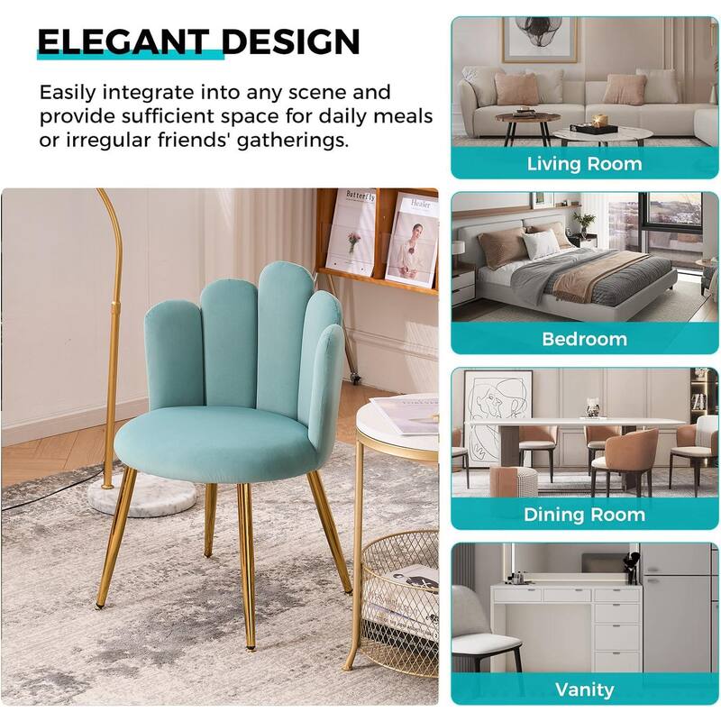 Velvet Vanity Chair Makeup Chair for Vanity with Golden Metal Legs