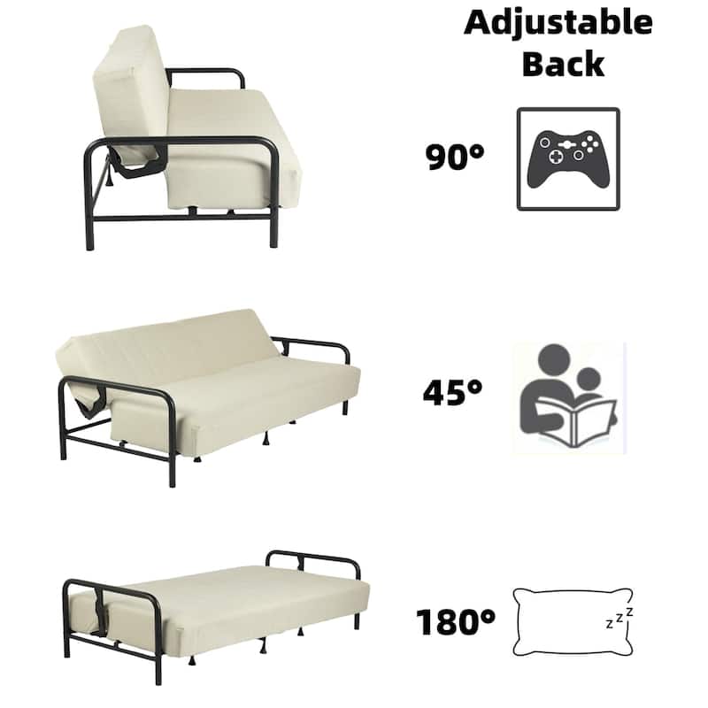 Homy Casa Modern Convertible Sofa Bed, Metal Frame Futon Couch Living