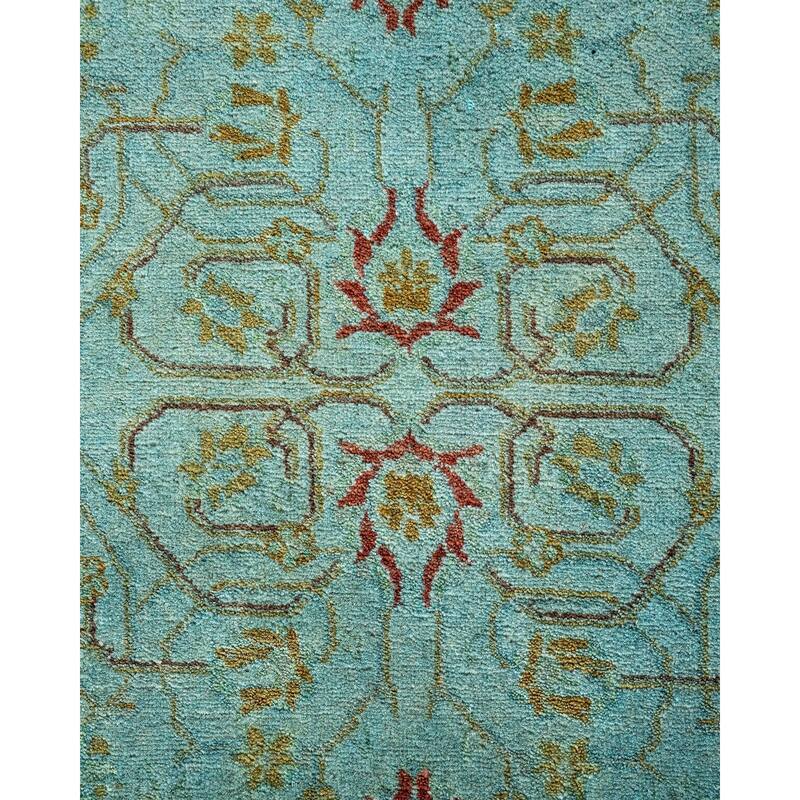 Overton Hand Knotted Wool Vintage Inspired Modern Contemporary Overdyed Blue Runner Rug - 2' 7" x 12' 3"