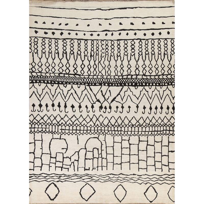 Vegetable Dye Moroccan Contemporary Area Rug Hand-knotted Wool Carpet - 8'1" x 9'9"