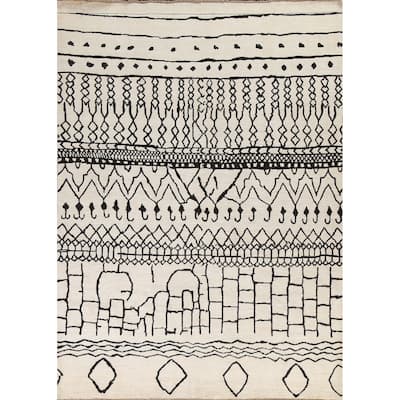Vegetable Dye Moroccan Contemporary Area Rug Hand-knotted Wool Carpet - 8'1" x 9'9"
