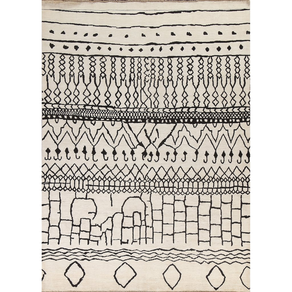 Vegetable Dye Moroccan Contemporary Area Rug Hand-knotted Wool Carpet - 8'1" x 9'9"