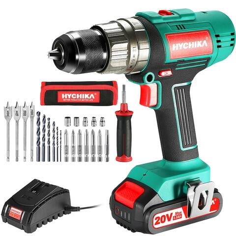 Cordless 1/2 in. Keyless Chuck Hammer Drill/Driver with 2 Pcs Battery