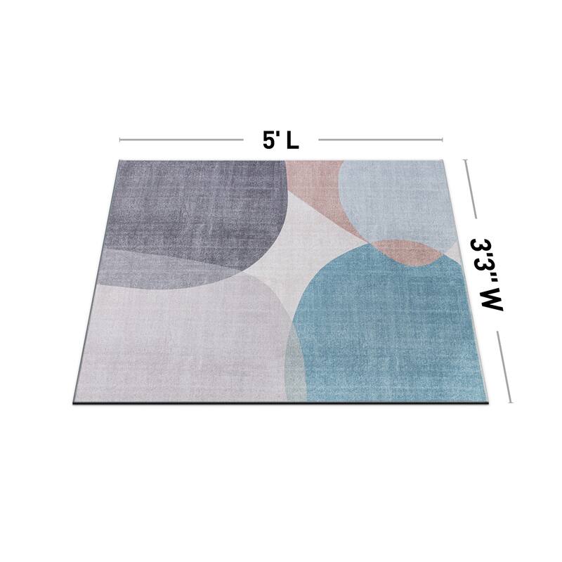 Contemporary Geometric Machine Washable Area Rug
