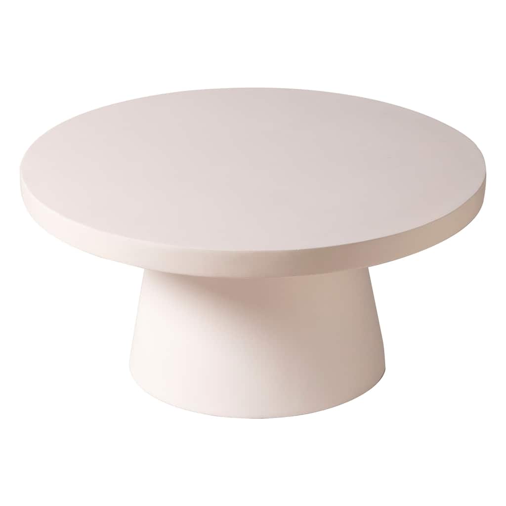 Modern Fiberstone Side Table With Round Tabletop and Pedestal Base