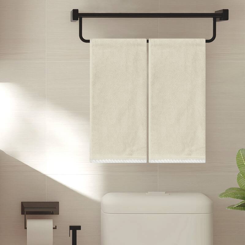 Solid Cotton Hand Towels, Absorbent and Quick Drying Towel for Bathroom, Travel, Camp 14" x 28" Light Red - Khaki - 4 Pack