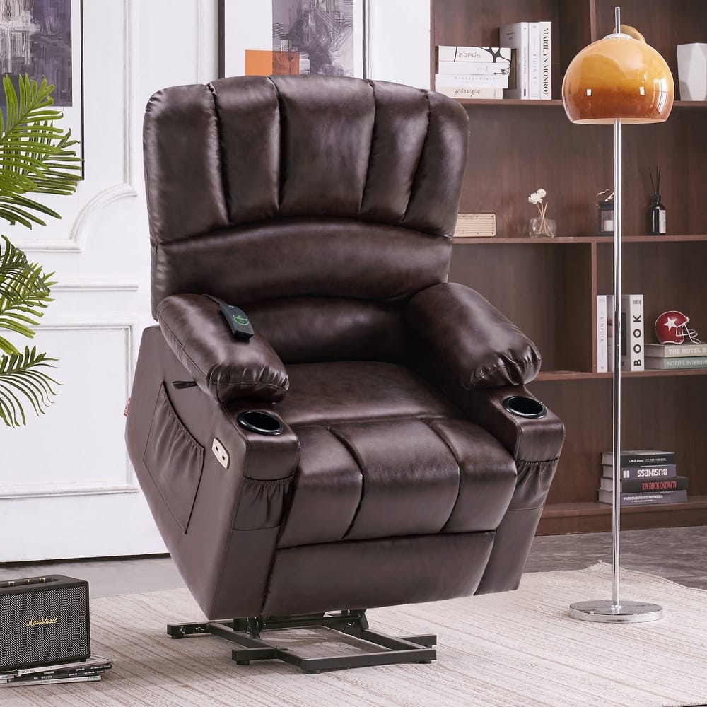 MCombo Power Lift Recliner Chair, Massage and Heat for Elderly, Extended Footrest,Cup Holders, USB Ports 7095