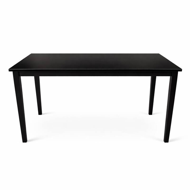 Modern 59 Inch Rectangular Dining Table, Black, White or Oak Finish, Solid Rubberwood